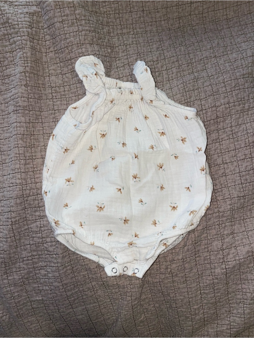 H&M Cream Baby Romper with Tiny Tan Floral Print
